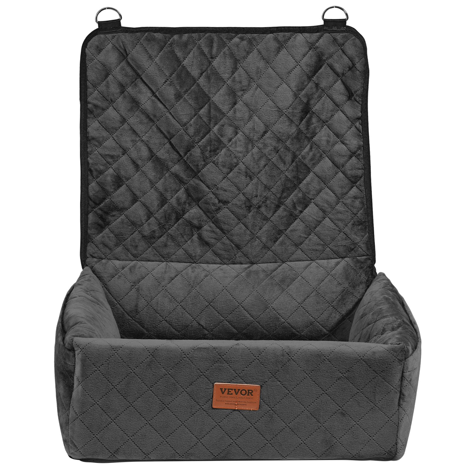 VEVOR Dog Car Seat, Dog Booster Seat for Car with A Storage Pocket, Clip-On Safety Leash, Sponge and PP Cotton Filling, Dog Car Bed for Small & Medium Dog up to 40lbs, Black