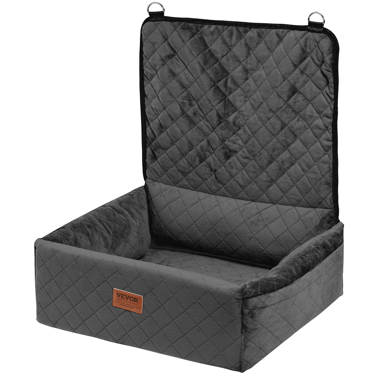 VEVOR Dog Car Seat, Dog Booster Seat for Car with A Storage Pocket, Clip-On Safety Leash, Sponge and PP Cotton Filling, Dog Car Bed for Small & Medium Dog up to 40lbs, Black