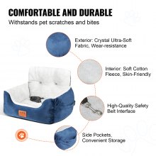 VEVOR Dog Booster Car Seat Assento de carro para animais de estimação para cães pequenos de até 20 libras Azul + Cinza