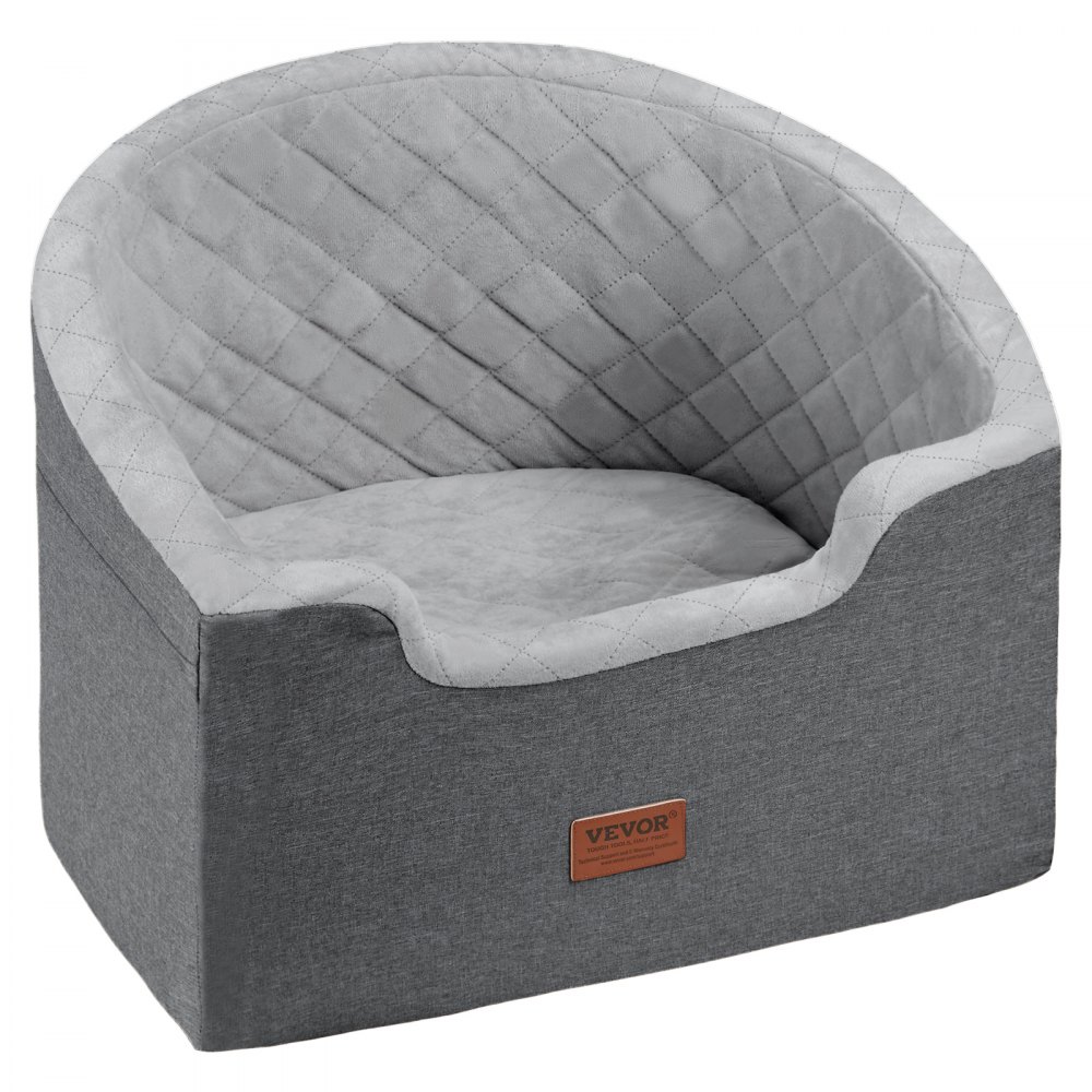 VEVOR Dog Car Seat, Waterproof Dog Booster Seat for Car with A Storage Pocket, Clip-On Safety Leash and Sponge Filling, Dog Car Bed for Small & Medium Dog up to 24.9 kg, Gray