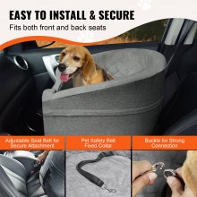 VEVOR Dog Booster Car Seat Pet Car Seat for Small Medium Dog up to 24.9 kg Gray