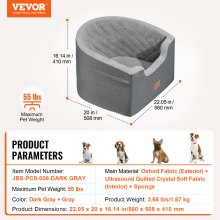 VEVOR Dog Booster Car Seat Pet Car Seat for Small Medium Dog up to 24.9 kg Gray