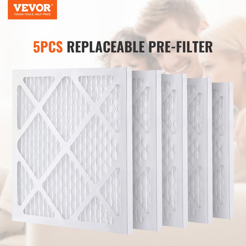VEVOR Protective Pre Filters, 5 Pack, 40 x 40 mm Air Filter Replacement, High-efficient Stage 1 Filters Compatible w/ BlueDri & VEVOR Scrubber, Air Purifiers, Water Damage Restoration Equipment