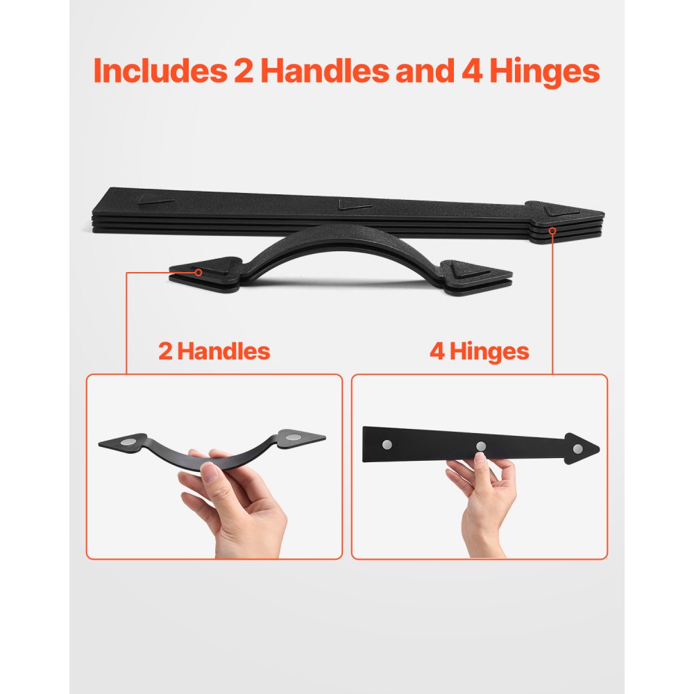 VEVOR Magnetic Garage Door Hardware Kit, Decorative Garage Door Hinges Handles, Black Carriage House Accents, No Installation Needed, 4 Hinges and 2 Handles for Barn Gate Curb Appeal