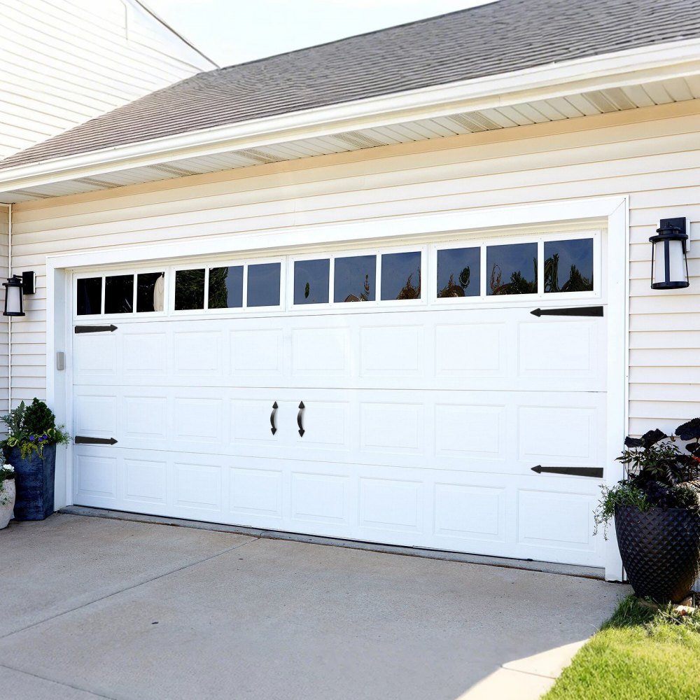 VEVOR Magnetic Garage Door Hardware Kit, Decorative Garage Door Hinges Handles, Black Carriage House Accents, No Installation Needed, 4 Hinges and 2 Handles for Barn Gate Curb Appeal