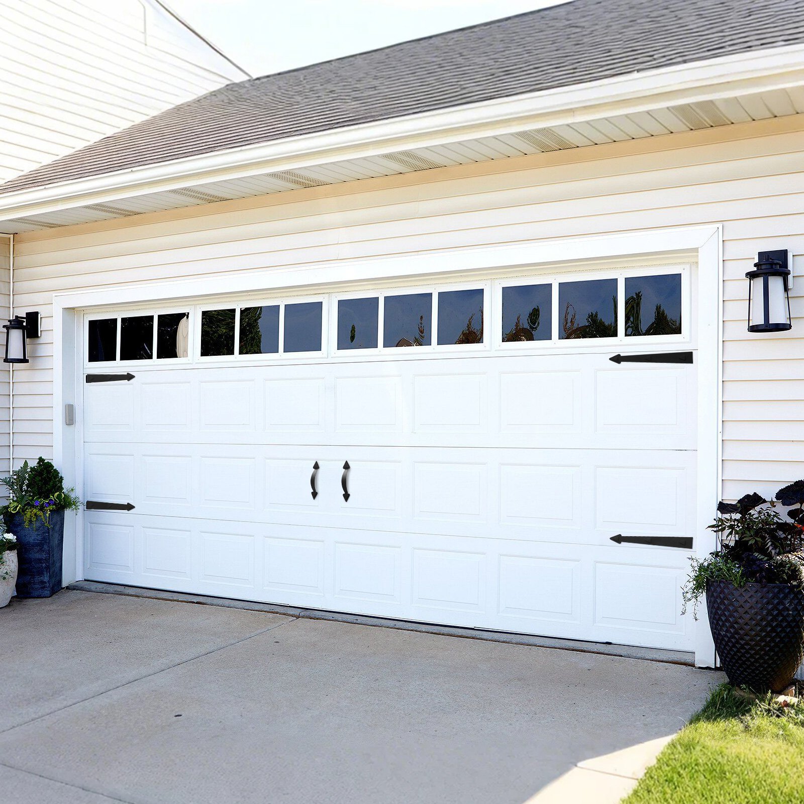 VEVOR Magnetic Garage Door Hardware Kit, Decorative Garage Door Hinges Handles, Black Carriage House Accents, No Installation Needed, 4 Hinges and 2 Handles for Barn Gate Curb Appeal