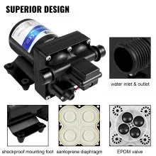 VEVOR Bomba de agua dulce, bomba pulverizadora autocebante de 12 V, bomba de agua RV de 3 GPM, con interruptor de presión, bomba de agua autocebante de 45 PSI, colador desmontable bomba de diafragma de 12 V para RV Camper Marine Boat Lawn