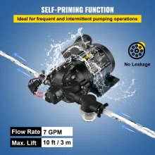 VEVOR Washdown Pump, 12V DC, 7 GPM 60 PSI, Max. 10 FT Lift Self Priming Water Pump, w/ EPDM Valve, Universal Salt Water Strainer & Female/Male Thread, for RV, Marine Deck, Yacht