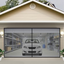 VEVOR Moustiquaire de porte de garage, 16 x 7 pieds pour 2 voitures, 5,2 lb, maille en fibre de verre robuste pour une entrée rapide avec aimant auto-scellant et fond lesté, adapté aux enfants/animaux domestiques, facile à installer et rétractable