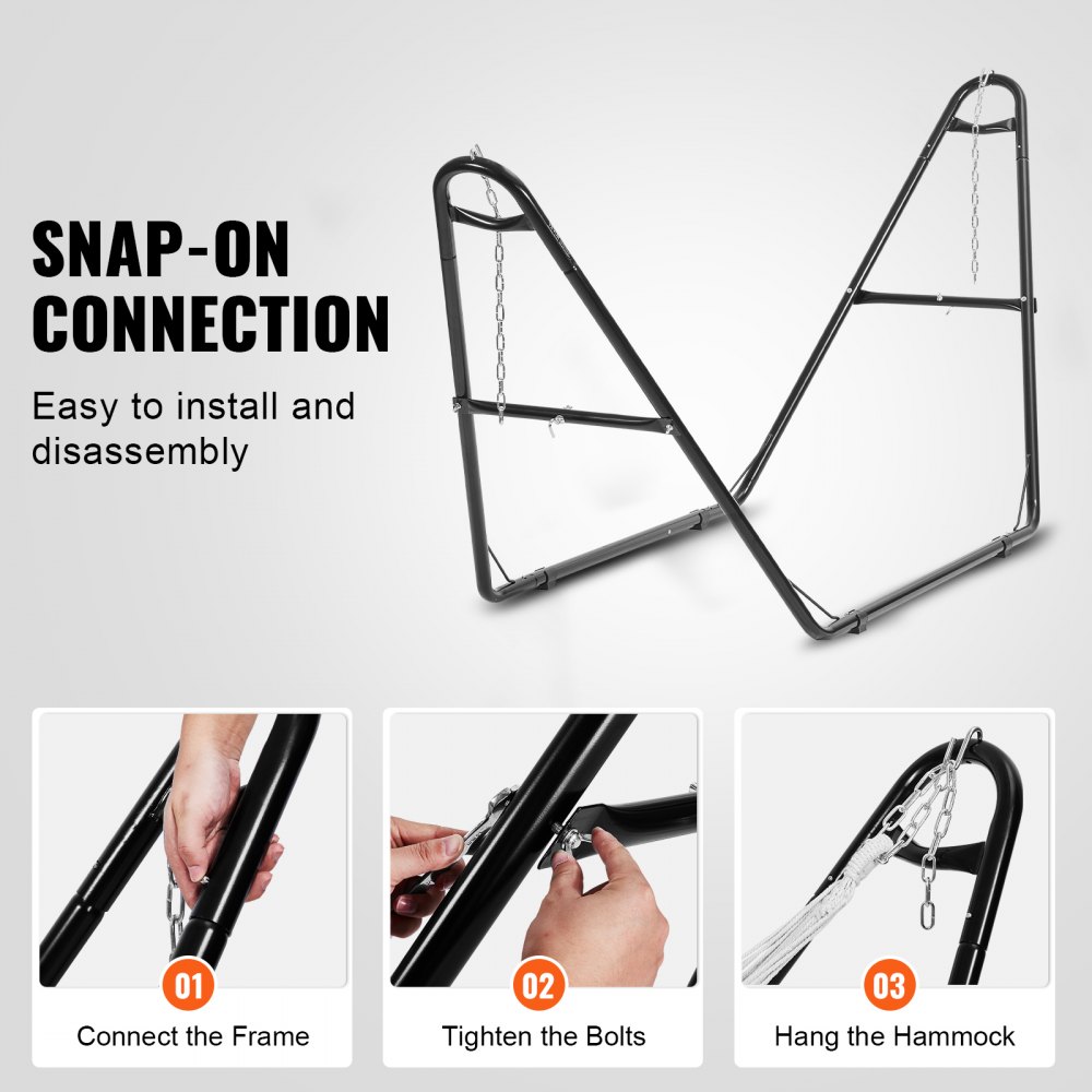VEVOR Universal 2 Person Hammock Stand, Adjustable Heavy Duty 550 lbs Capacity Hammock Stand Fits 8-13 ft Hammocks for Outdoor and Indoor Portable Hammock Stand with Chain, Hook, and Carrying Bag