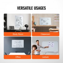 VEVOR Magnetic Glass Whiteboard, Dry Erase Board 36"x24", Wall-Mounted Large White Glassboard Frameless, with Marker Tray, an Eraser and 2 Markers, White