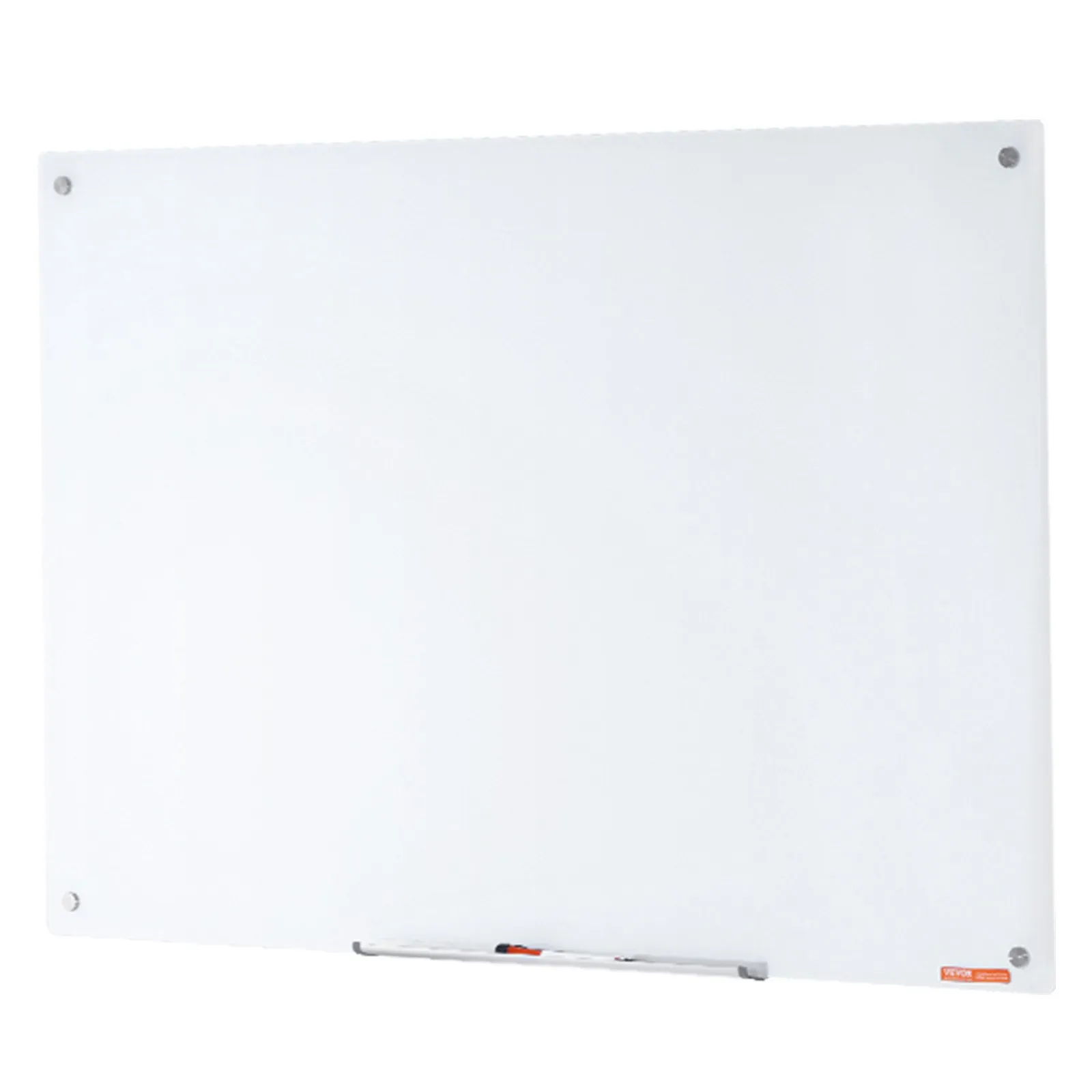 VEVOR Magnetic Glass Whiteboard, Dry Erase Board 48"x32", Wall-Mounted Large White Glassboard Frameless, with Marker Tray, an Eraser and 2 Markers, White