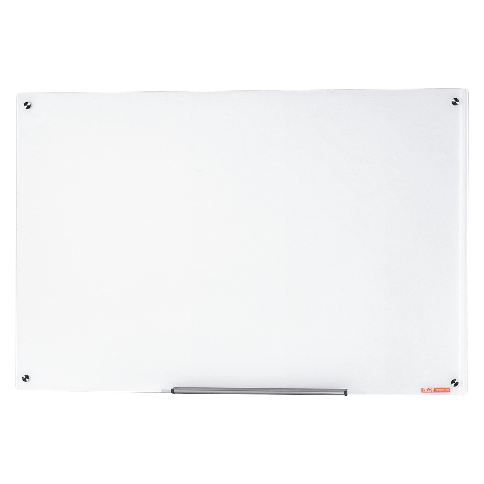 VEVOR Magnetic Glass Whiteboard, Dry Erase Board 1200 x 800 mm, Wall-Mounted Large White Glassboard Frameless, with Marker Tray, an Eraser and 2 Markers, White