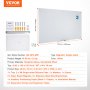 VEVOR Magnetic Glass Whiteboard, Dry Erase Board 72"x36", Wall-Mounted Large White Glassboard Frameless, with Marker Tray, an Eraser and 2 Markers, White