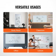 VEVOR Magnetic Glass Whiteboard Dry-Erase Board 72
