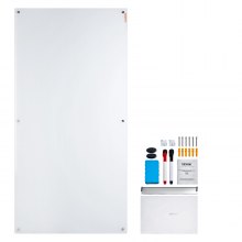 Whiteboard VEVOR Magnetic Glass, Dry Erase Board 72"x36", Επιτοίχια Μεγάλη Λευκή Γυάλινη Πίνακας χωρίς πλαίσιο, με Δίσκο μαρκαδόρου, Γόμα και 2 Μαρκαδόρους, Λευκό