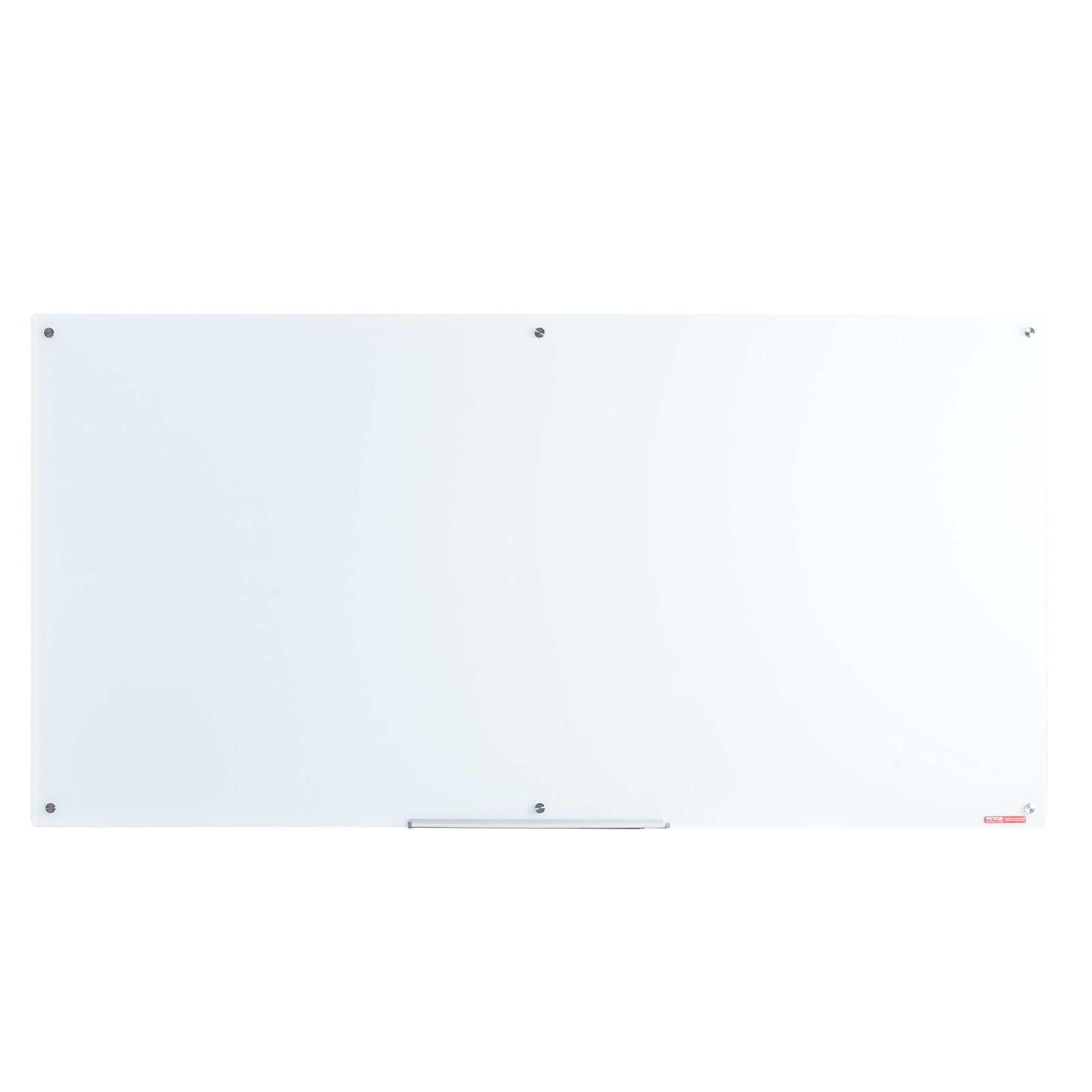VEVOR Magnetic Glass Whiteboard, Dry Erase Board 72"x36", Wall-Mounted Large White Glassboard Frameless, with Marker Tray, an Eraser and 2 Markers, White