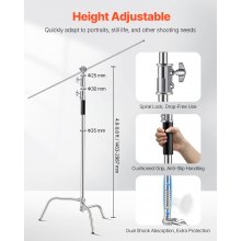 C Stand Max Height 10.83 ft/330 cm Stainless Steel Photography Light Stand