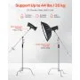 Suporte VEVOR C com braço articulado, altura máxima de 330 cm, suporte de luz fotográfica resistente de aço inoxidável com altura ajustável de 1,4 a 2,9 m, cabeça com 2 garras para monolight de estúdio, softbox, refletor