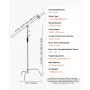 Suporte VEVOR C com braço articulado, altura máxima de 330 cm, suporte de luz fotográfica resistente de aço inoxidável com altura ajustável de 1,4 a 2,9 m, cabeça com 2 garras para monolight de estúdio, softbox, refletor