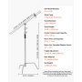 VEVOR C Stand with Boom Arm, Max Height 10.83 ft/330 cm, Stainless Steel Heavy Duty Photography Light Stand with 4.8-9.8 ft Adjustable Height, 2 Grip Head for Studio Monolight, Softbox, Reflector