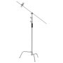 VEVOR C Stand with Boom Arm, Max Height 10.83 ft/330 cm, Stainless Steel Heavy Duty Photography Light Stand with 4.8-9.8 ft Adjustable Height, 2 Grip Head for Studio Monolight, Softbox, Reflector