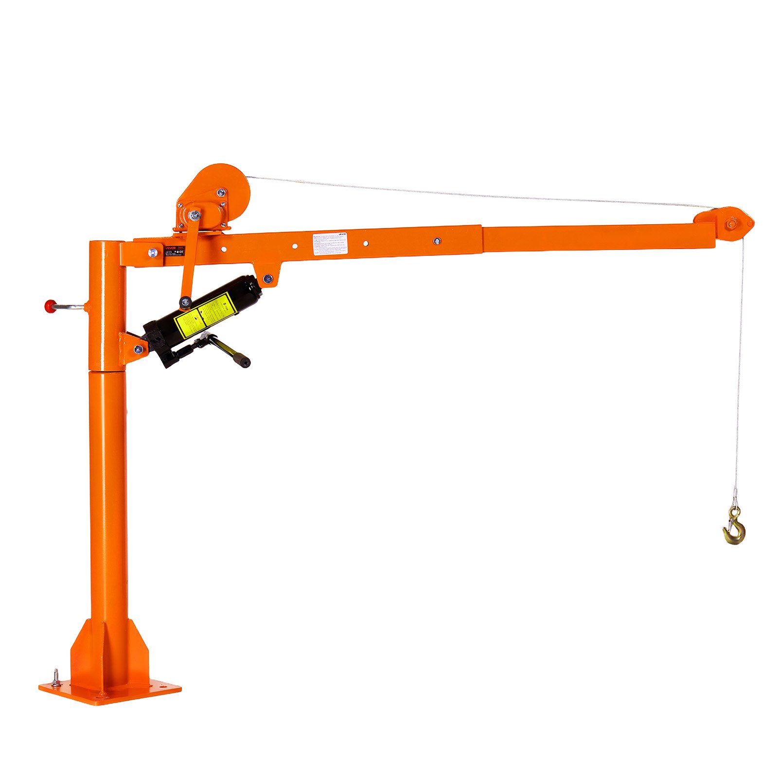 VEVOR Truck Crane, 453.6 kg Manual Pickup Hitch Crane Truck-Mounted with Hand Winch & 8T Hydraulic Jack, 360° Rotating Telescopic Boom, Foldable Truck Bed Jib for Machine Lumber Equipment Lifting
