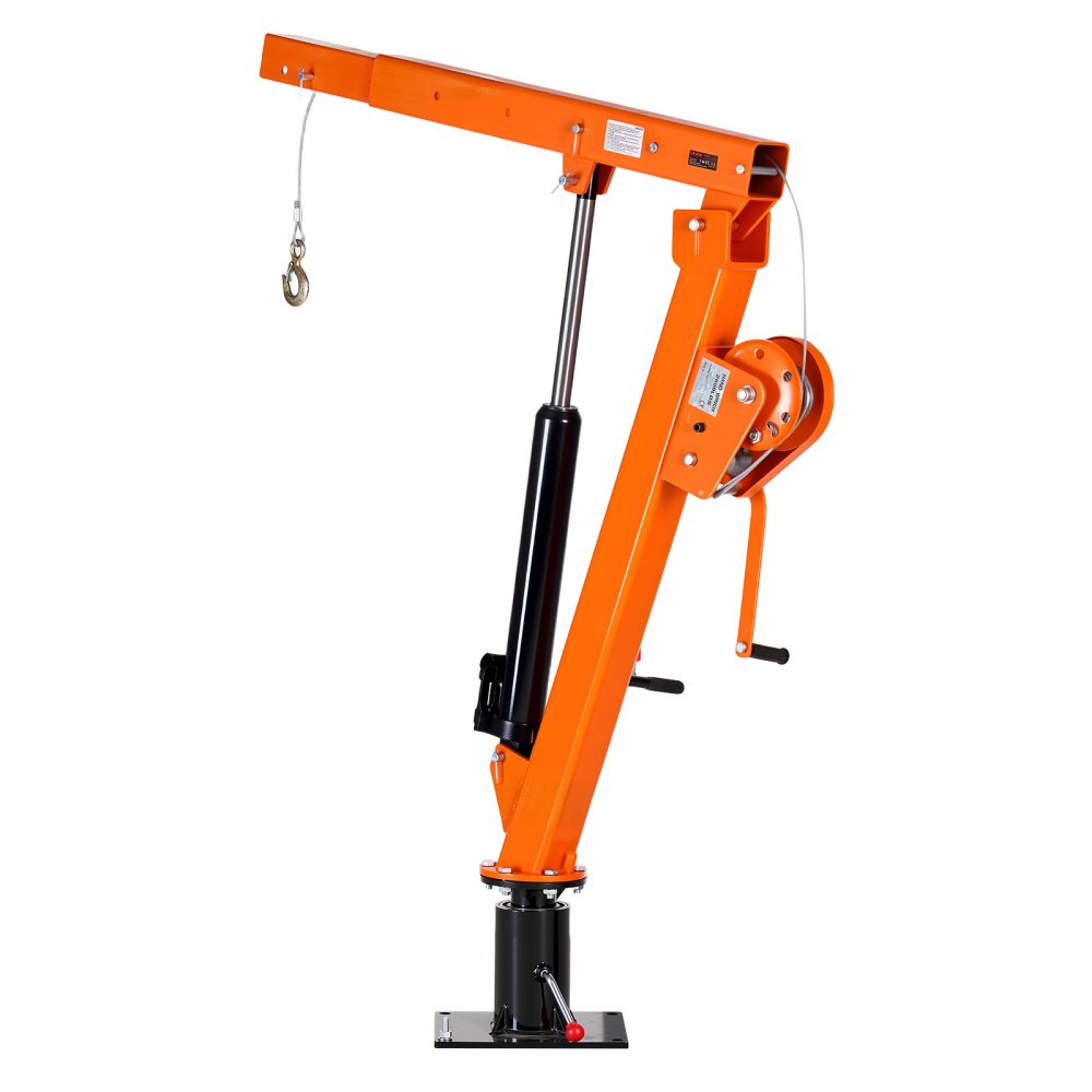 VEVOR Truck Crane, 907.2 kg Manual Pickup Truck Crane Truck-Mounted with Hand Winch & 12T Hydraulic Jack, 360° Rotating Telescopic Boom, Foldable Truck Bed Jib for Machine Lumber Equipment Lifting