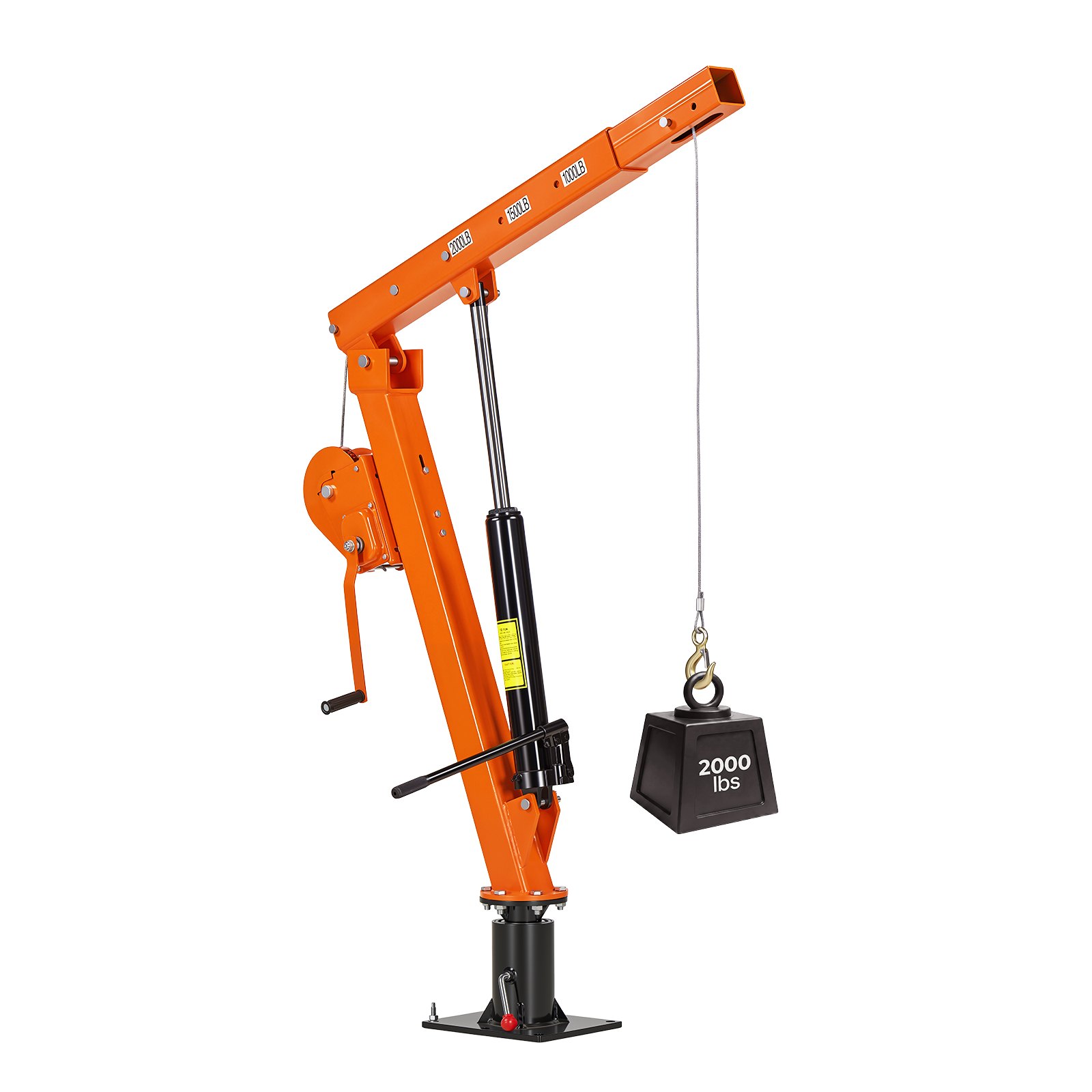 VEVOR Truck Crane, 907.2 kg Manual Pickup Truck Crane Truck-Mounted with Hand Winch & 12T Hydraulic Jack, 360° Rotating Telescopic Boom, Foldable Truck Bed Jib for Machine Lumber Equipment Lifting