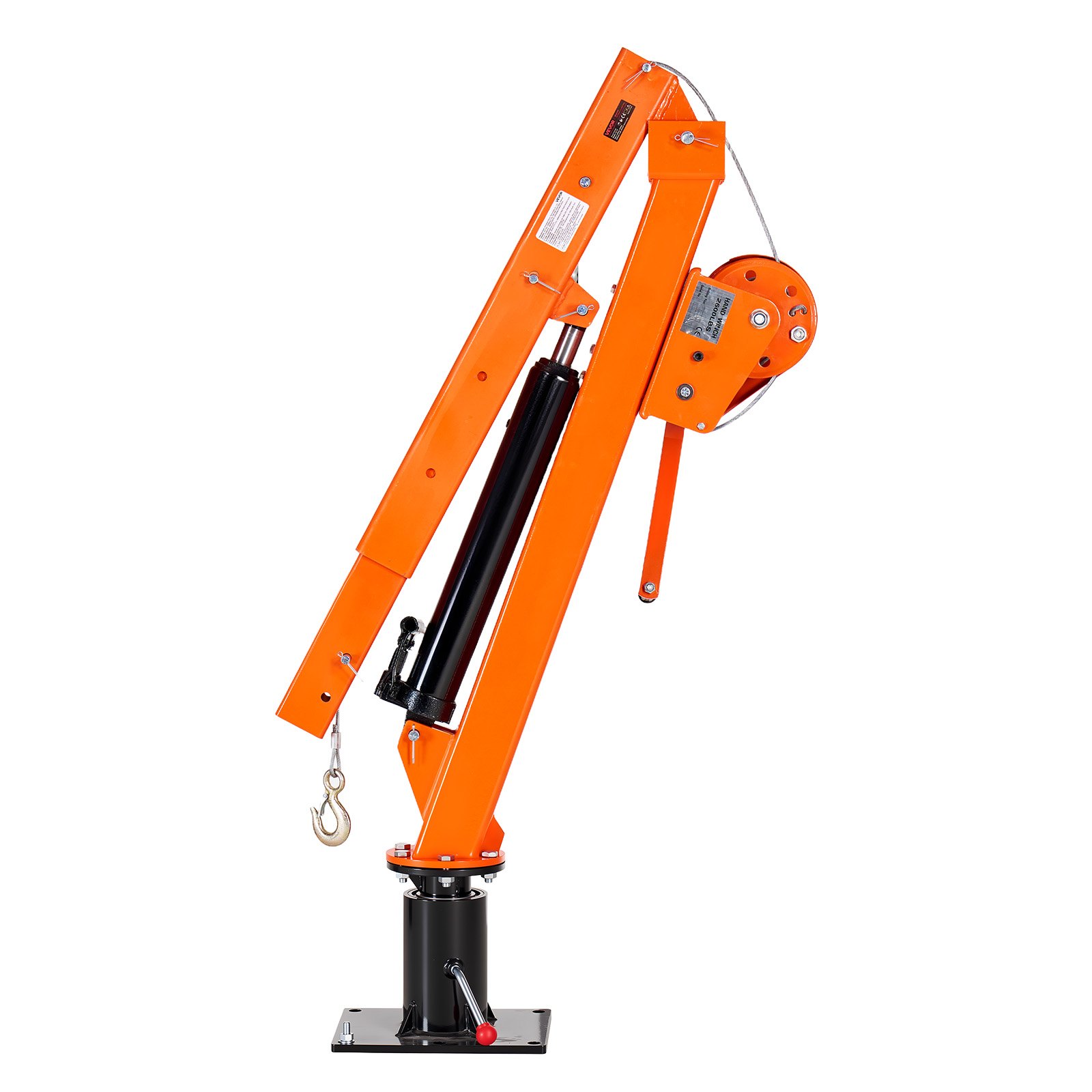 VEVOR Truck Crane, 907.2 kg Manual Pickup Truck Crane Truck-Mounted with Hand Winch & 12T Hydraulic Jack, 360° Rotating Telescopic Boom, Foldable Truck Bed Jib for Machine Lumber Equipment Lifting