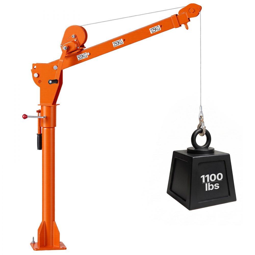 VEVOR Truck Crane, 1100 lbs Manual Pickup Truck Crane with Hand Winch, 360° Rotating Telescopic Boom, Premium Galvanized Steel, Foldable Pickup Bed Jib for Machine Lumber Attic Heavy Load Lifting