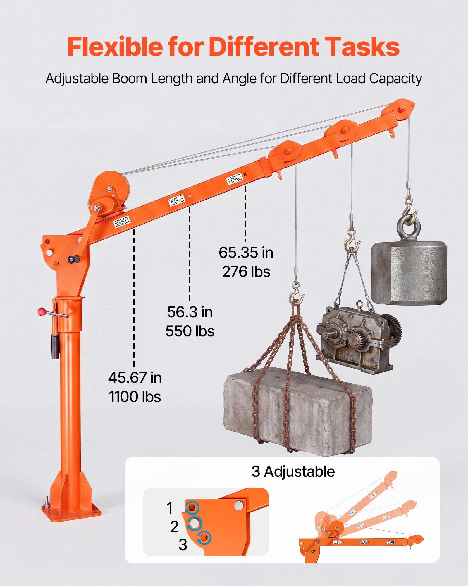 VEVOR Truck Crane, 1100 lbs Manual Pickup Truck Crane with Hand Winch, 360° Rotating Telescopic Boom, Premium Galvanized Steel, Foldable Pickup Bed Jib for Machine Lumber Attic Heavy Load Lifting