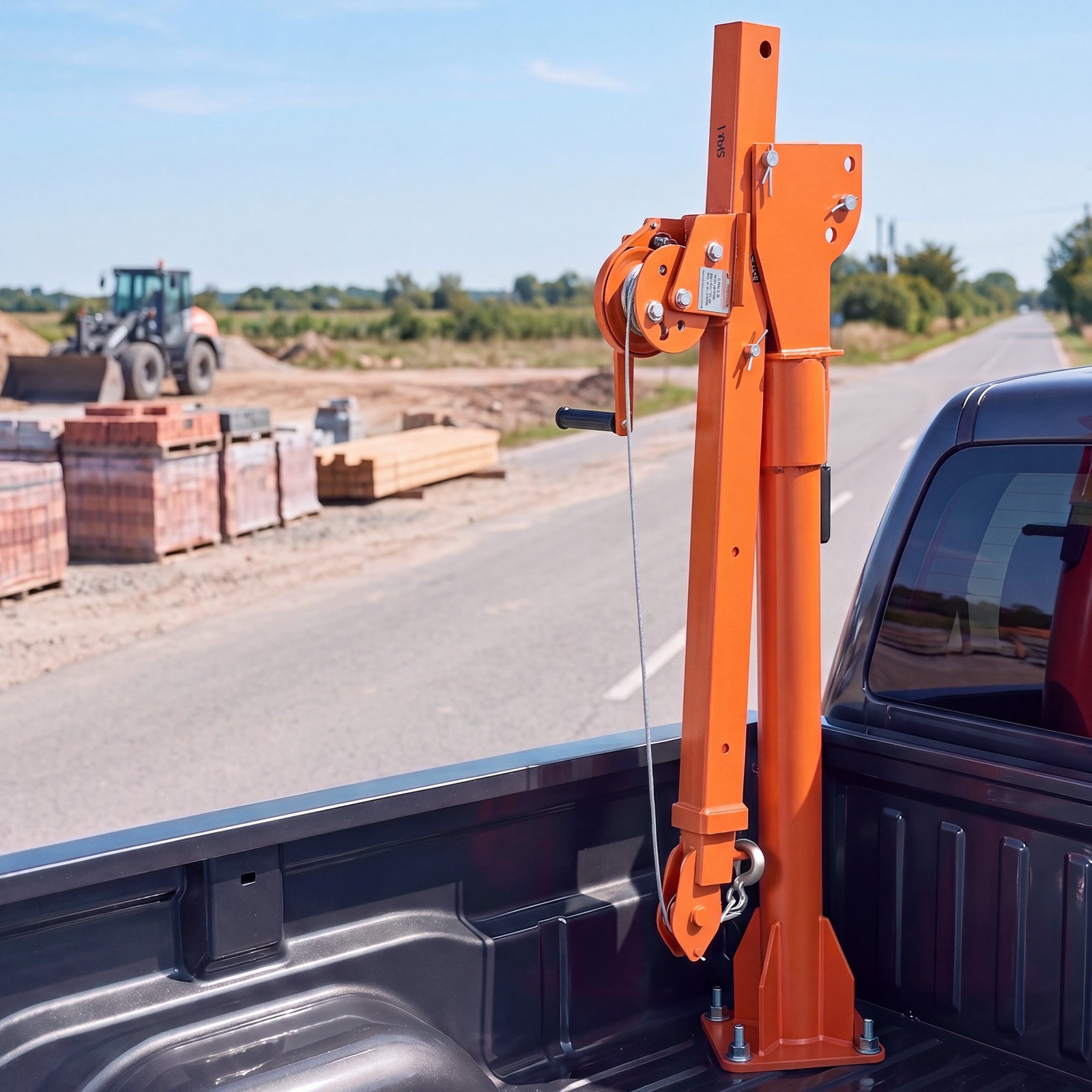 VEVOR Truck Crane, 1100 lbs Manual Pickup Truck Crane with Hand Winch, 360° Rotating Telescopic Boom, Premium Galvanized Steel, Foldable Pickup Bed Jib for Machine Lumber Attic Heavy Load Lifting