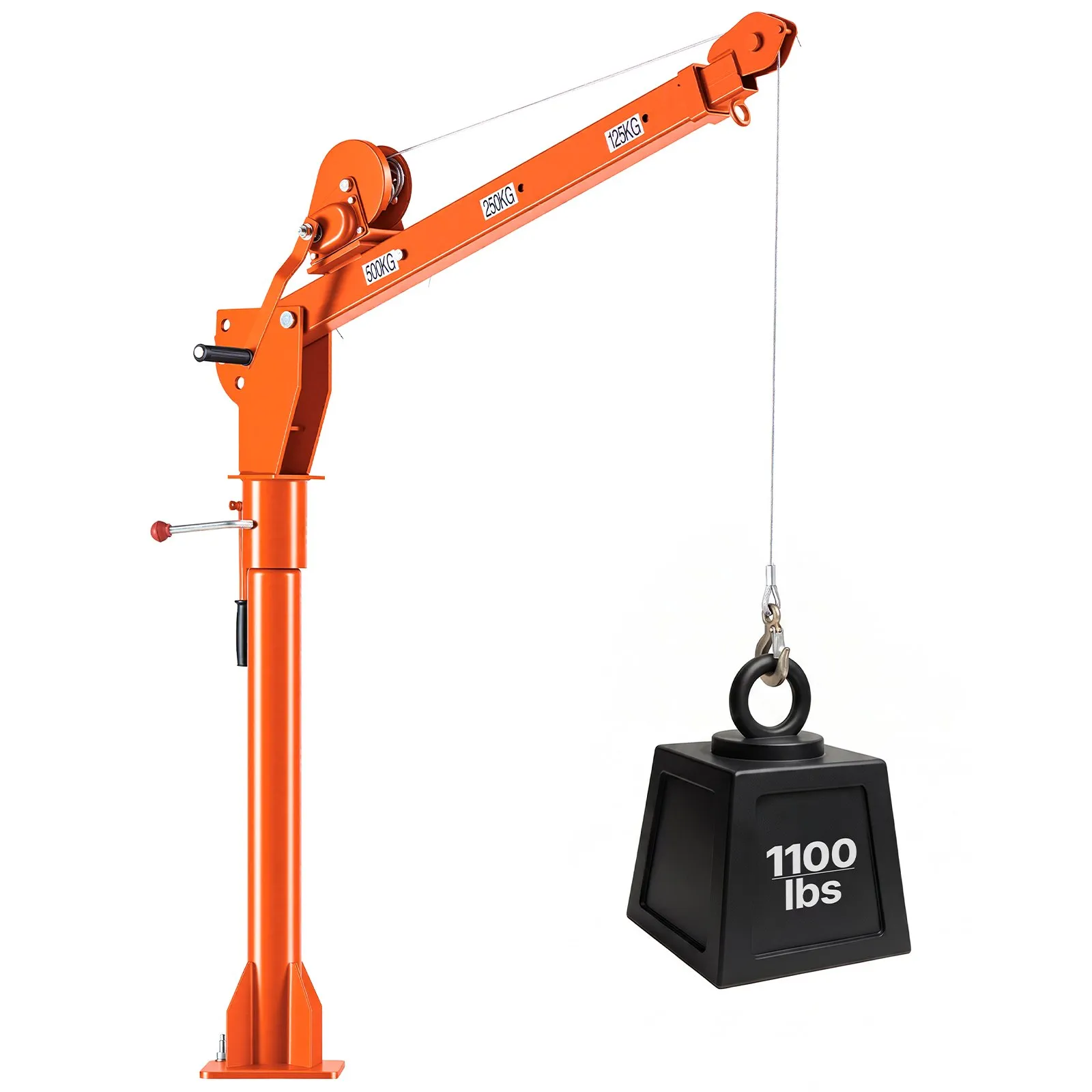 VEVOR Truck Crane, 1100 lbs Manual Pickup Truck Crane with Hand Winch, 360° Rotating Telescopic Boom, Premium Galvanized Steel, Foldable Pickup Bed Jib for Machine Lumber Attic Heavy Load Lifting