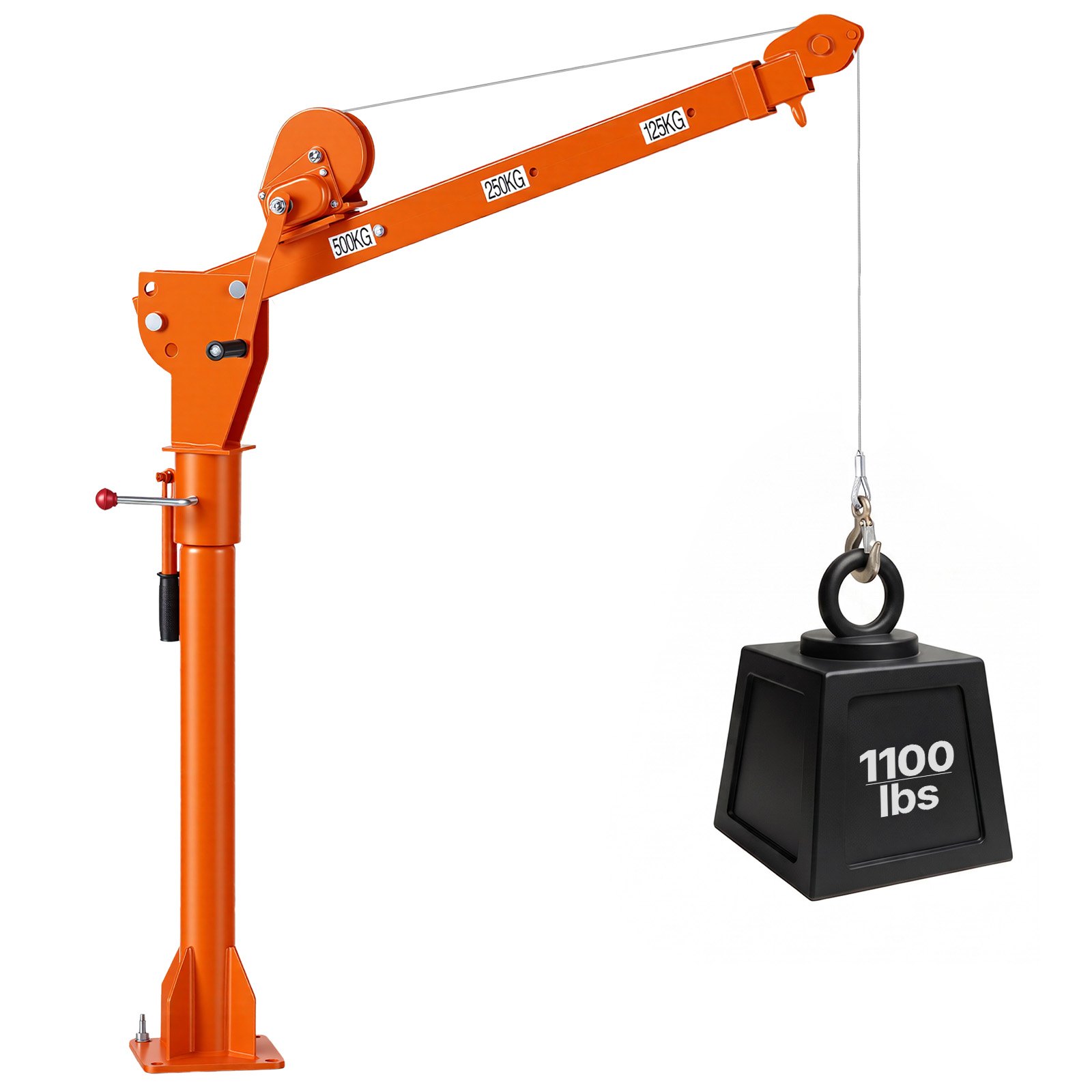 VEVOR Truck Crane, 1100 lbs Manual Pickup Truck Crane with Hand Winch, 360° Rotating Telescopic Boom, Premium Galvanized Steel, Foldable Pickup Bed Jib for Machine Lumber Attic Heavy Load Lifting
