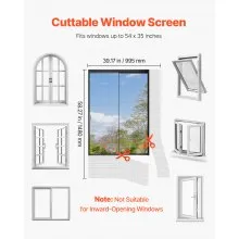 VEVOR Magnetic Window Screen Magnetic Screen for House Window 58.27 x 39.17 inch