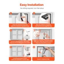 VEVOR Magnetic Window Screen Magnetic Screen for House Window 58.27 x 39.17 inch