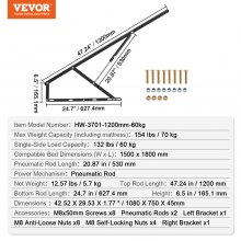 VEVOR Bed Lift 59x71 in Compatible Bed Size 154 lbs Load DIY Wall Bed Hardware