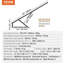 VEVOR Bed Lift 59x79 in Compatible Bed Size 309 lbs Load DIY Wall Bed Hardware