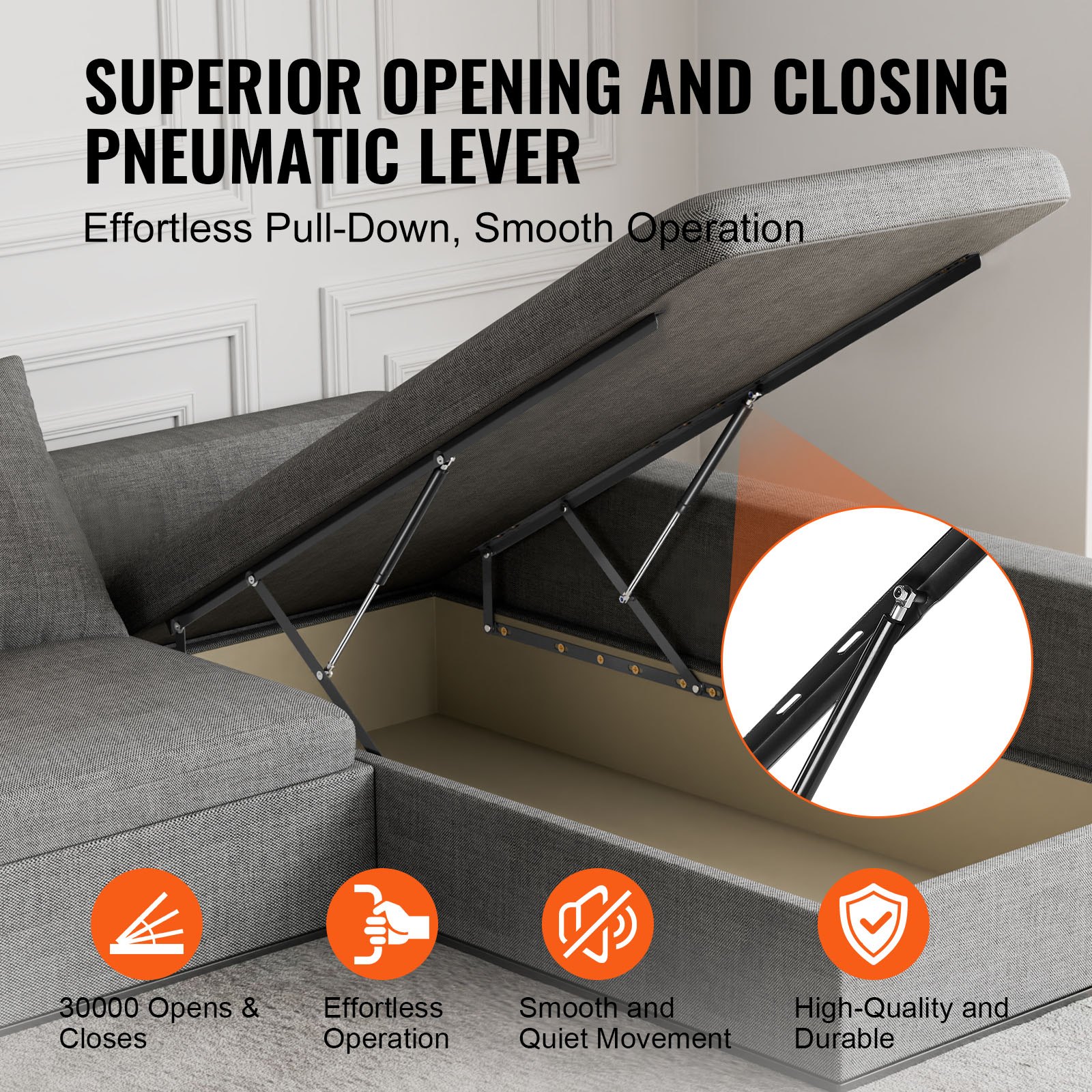 VEVOR Bed Lift 149.9 cm x 200.7 cm Compatible Bed Size 140.2 kg Load DIY Wall Bed Hardware