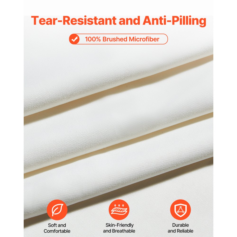 VEVOR 4-Piece Bed Sheet Set - King Size, 100% Brushed Microfiber Bedding Set with 2 Pillowcases, 1 Flat Sheet & 1 Fitted Sheet, Breathable & Wrinkle-Resistant Luxury Bed Sheets for Hotels, Bedrooms