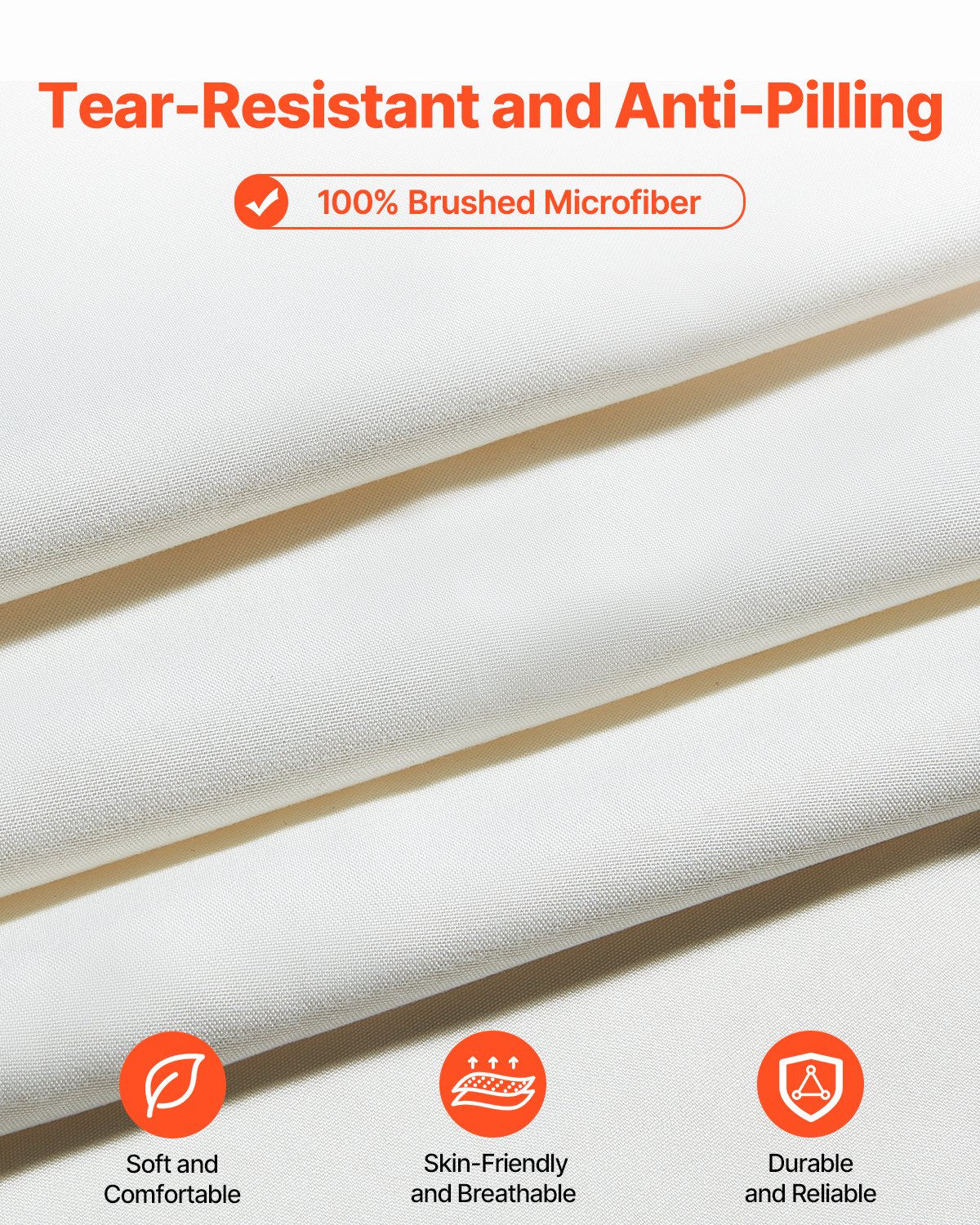 VEVOR 4-Piece Bed Sheet Set - Queen Size, 100% Brushed Microfiber Bedding Set with 2 Pillowcases, 1 Flat Sheet & 1 Fitted Sheet, Breathable & Wrinkle-Resistant Luxury Bed Sheets with 16" Deep Pocket
