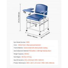 VEVOR Phlebotomy Chair Blood Draw Chair with Adjustable Armrests and Flip Arm