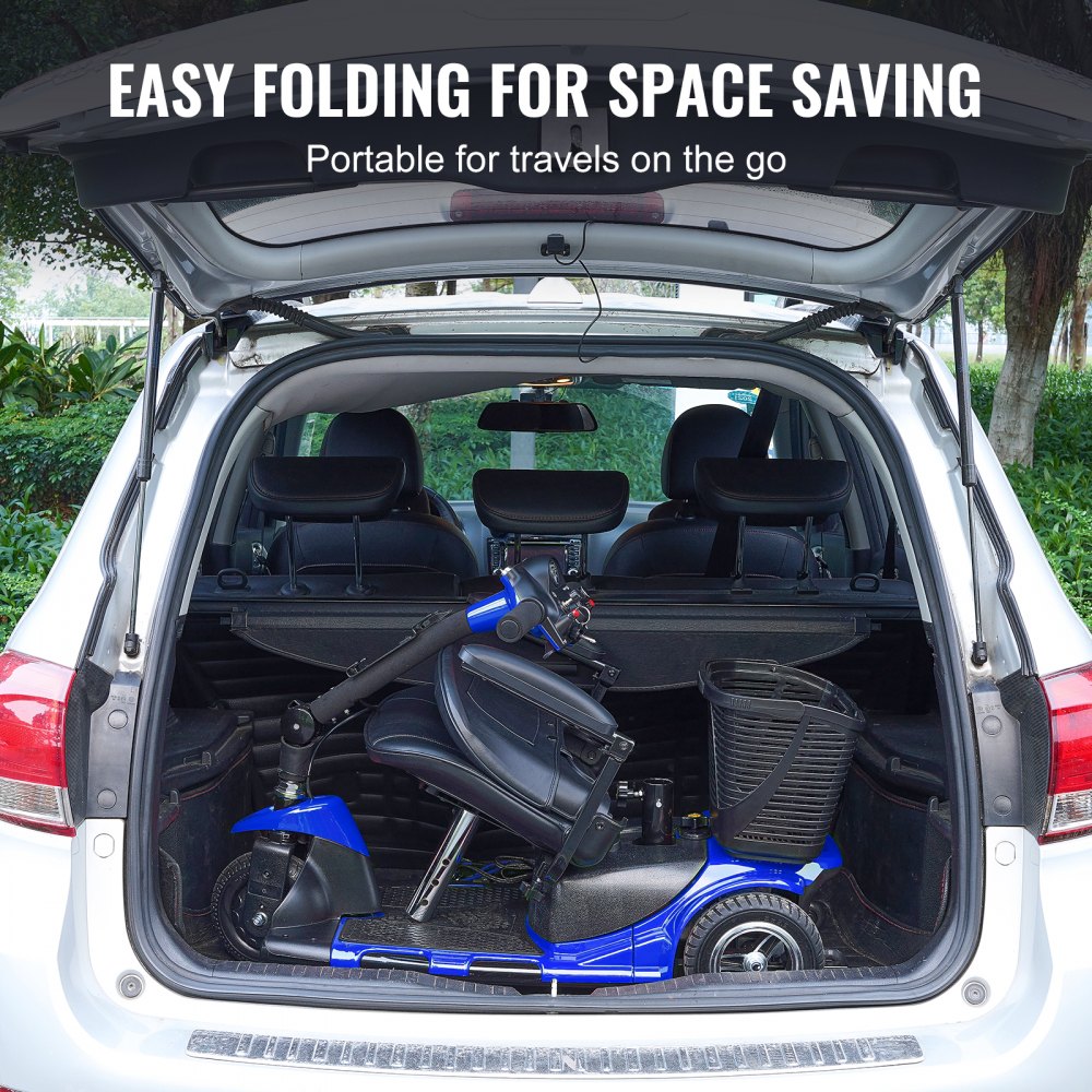VEVOR 3 Wheel Folding Mobility Scooter for Adults & Seniors, Heavy-Duty Electric Powered Mobility Scooter & 12 Mile Long Range,  Travel Wheelchair with 9° Climbing Capacity, 265lb Capacity