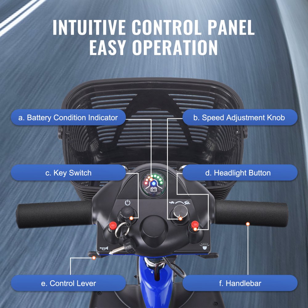 VEVOR 3 Wheel Folding Mobility Scooter for Adults & Seniors, Heavy-Duty Electric Powered Mobility Scooter & 12 Mile Long Range,  Travel Wheelchair with 9° Climbing Capacity, 265lb Capacity