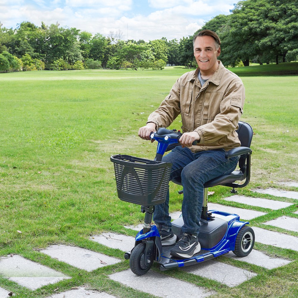 VEVOR 3 Wheel Folding Mobility Scooter for Adults & Seniors, Heavy-Duty Electric Powered Mobility Scooter & 12 Mile Long Range,  Travel Wheelchair with 9° Climbing Capacity, 265lb Capacity