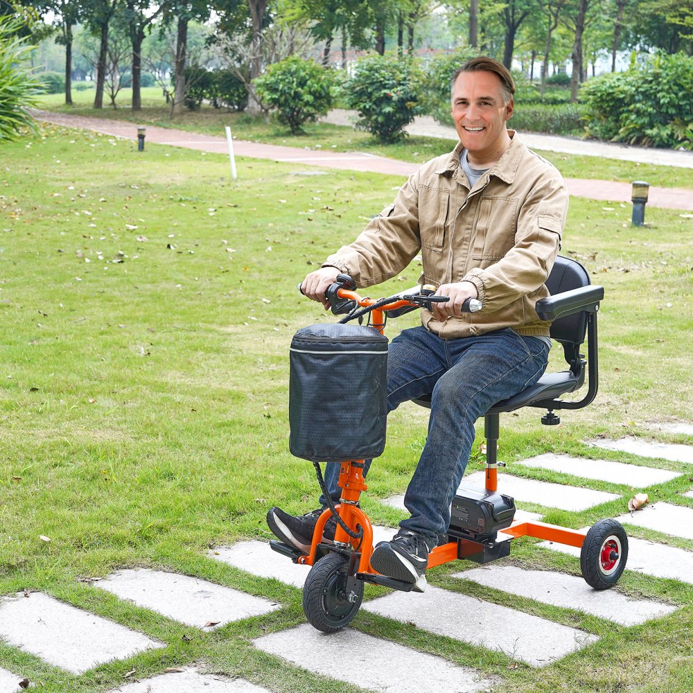 VEVOR Foldable 3 Wheel Mobility Scooter for Seniors, Portable Electric Powered Mobility Scooter with 12 Mile Long Range, All Terrain Travel Wheelchair with 48V Lithium-ion Battery, Max Support 330LBS