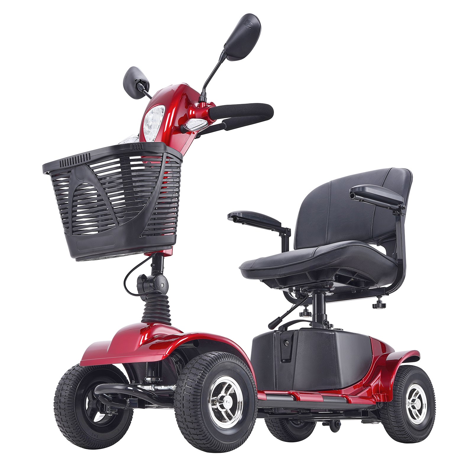 VEVOR Heavy-Duty 4 Wheel Mobility Scooter for Adults & Seniors - Folding Electric Powered Mobility Scooter & 12 Mile Long Range, All Terrain Travel Scooter with 9° Climbing Capacity, 265lb Capacity
