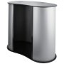 VEVOR trade show counter with black top and curved silver body.