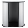 VEVOR trade show counter with a black top and white paneling.